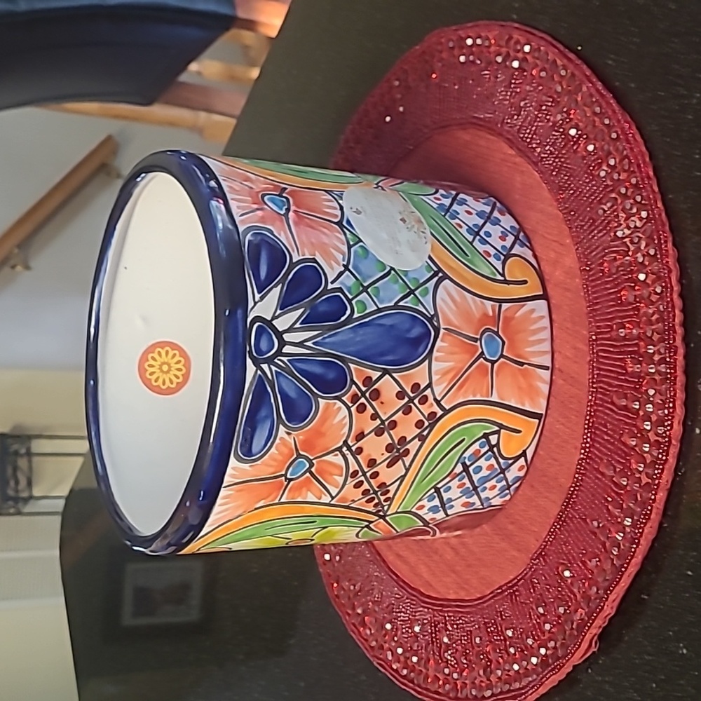 Floral Handpainted Ceramic Mexican Planter